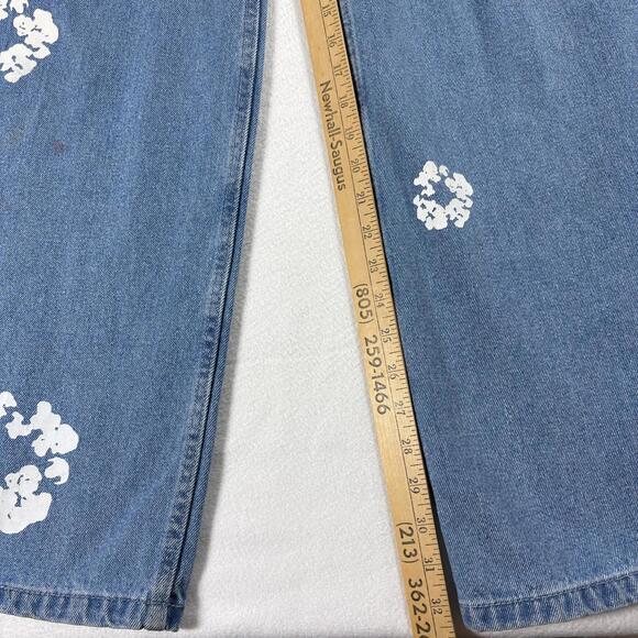 EGO Womens 6 High Rise Wide Leg Painted Floral Medium Wash Denim Jeans Y2K Style - Picture 2 of 8